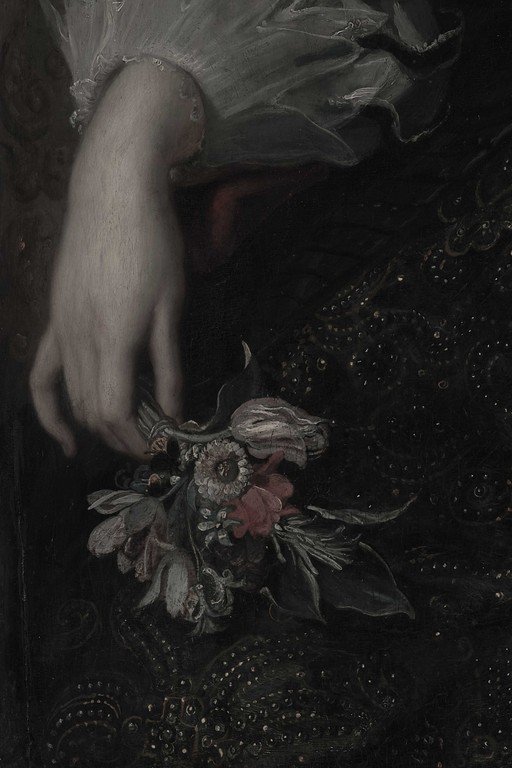 Ethereal Hand with Wilted Flowers Dark Romantic Art