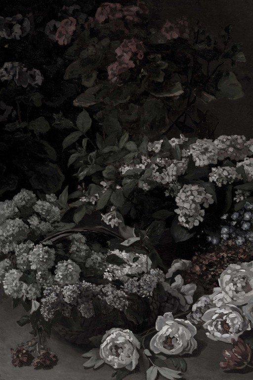 Dark Moody Floral Still Life with Roses and Blooms
