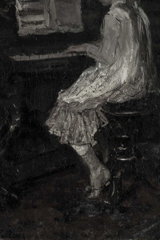 Woman at Piano - Classical Oil Painting Study
