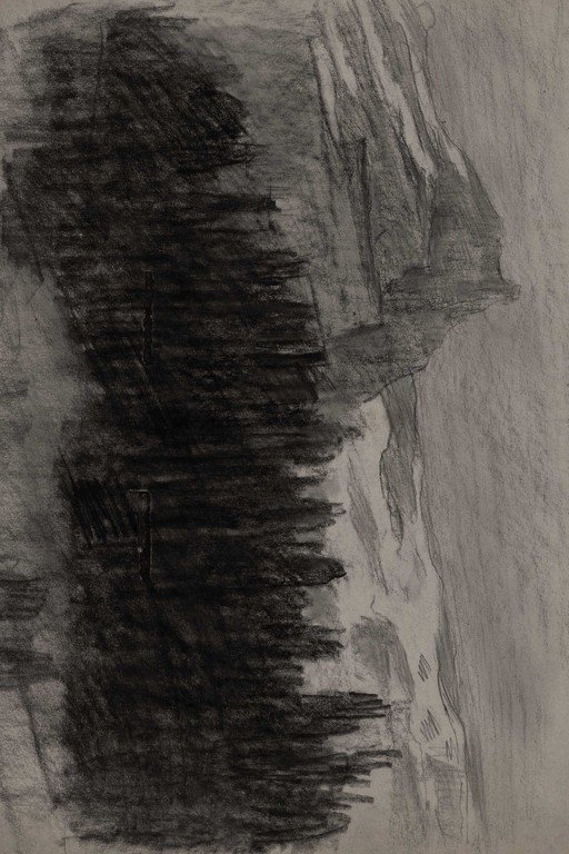 Charcoal Sketch of Abstract Human Profile Portrait