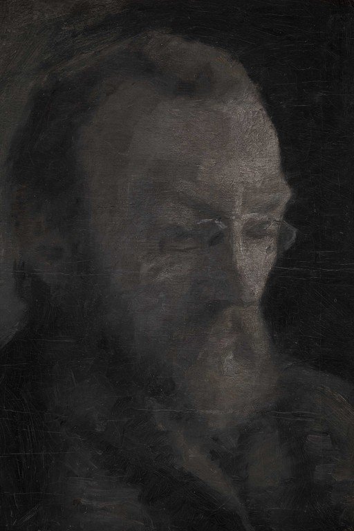 Portrait of Bald Man in Profile - Classical Oil Painting