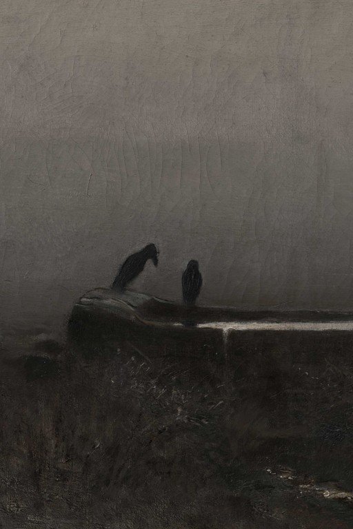 Solitary Figure in Fog: Minimalist Contemplation