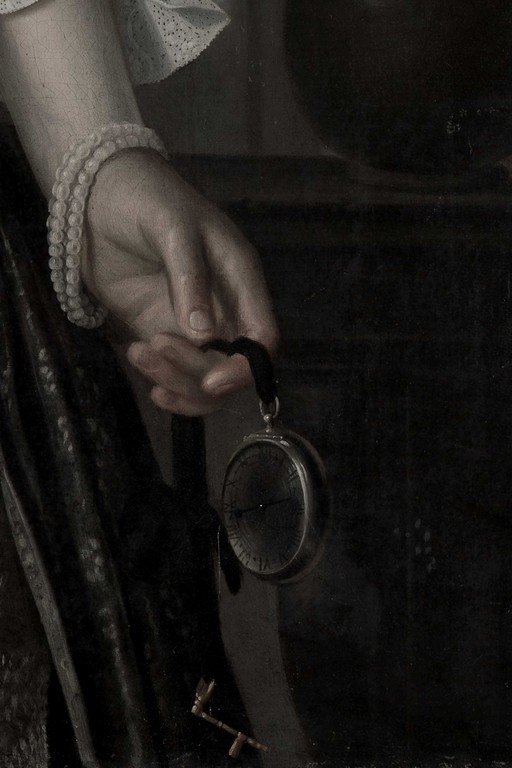 Renaissance Portrait Hand with Pearl Bracelet and Compass