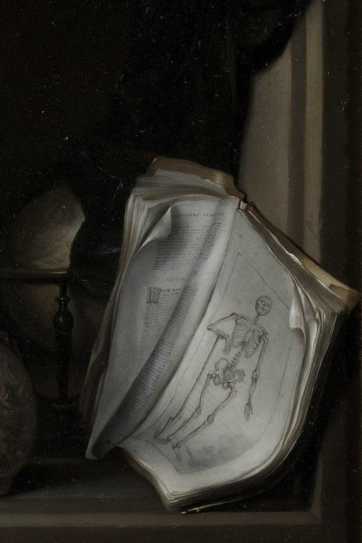Open Book with Anatomical Sketch in Dramatic Chiaroscuro Light