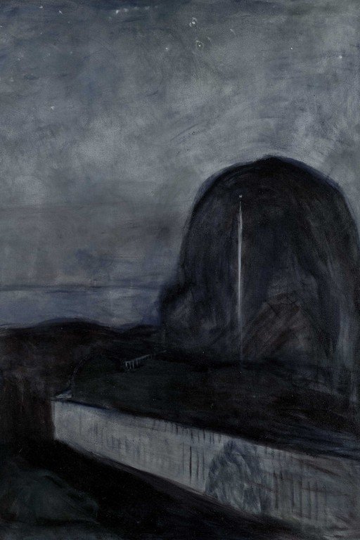 Dark Figurative Painting With Contemplative Figure