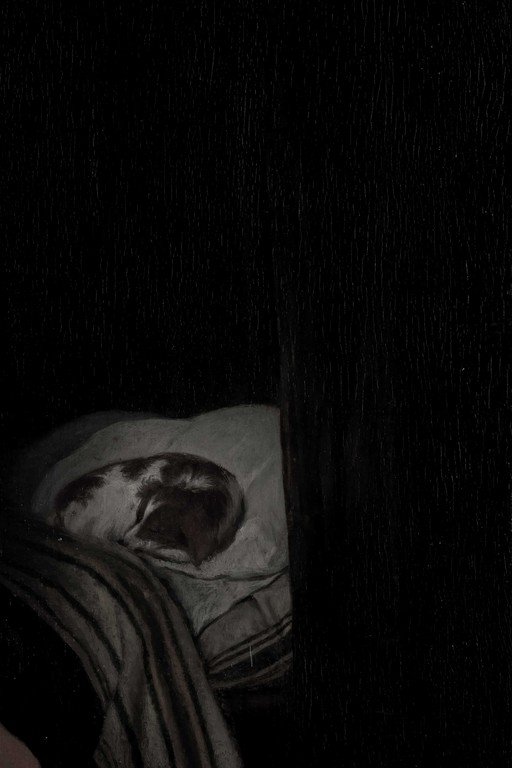 Person Sleeping in Bed at Night - Low Key Portrait
