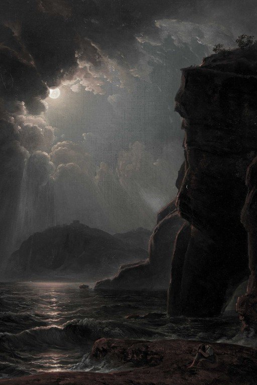 Dramatic Coastal Storm with Towering Cliffs and Divine Light