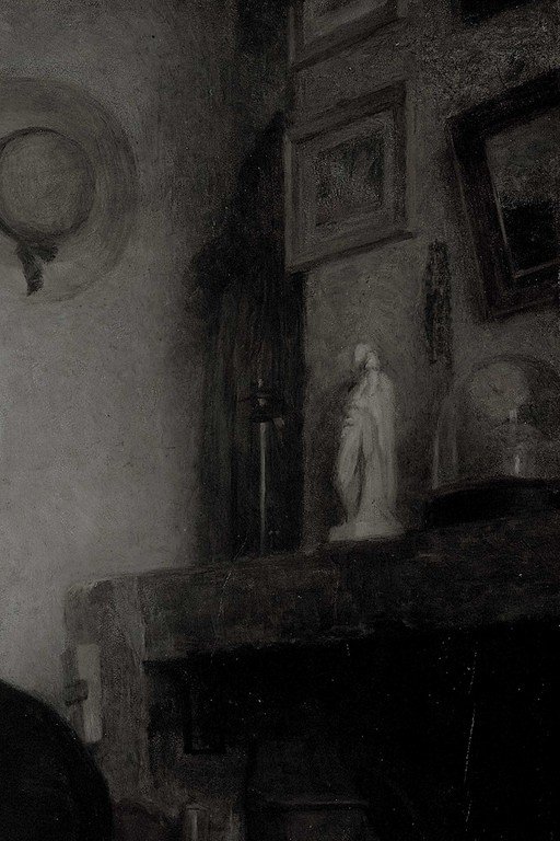 Interior Scene with Statue and Hat
