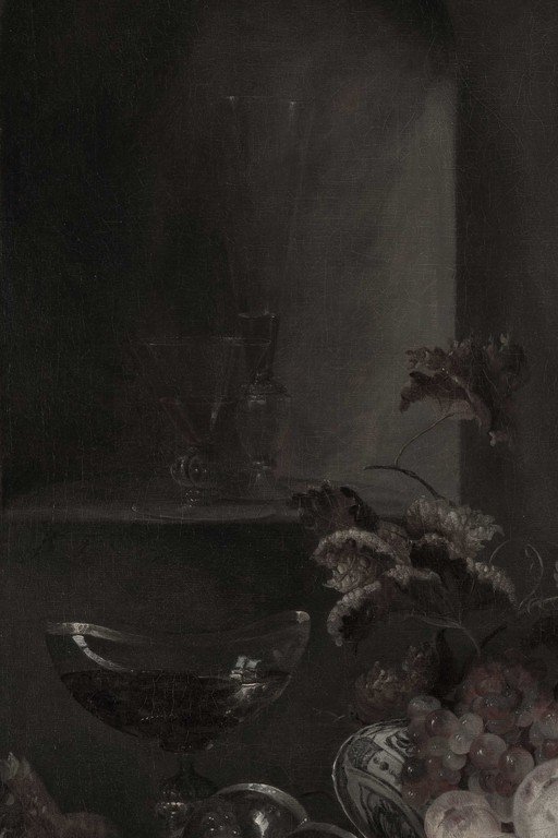 Baroque Still Life with Grapes and Flowers