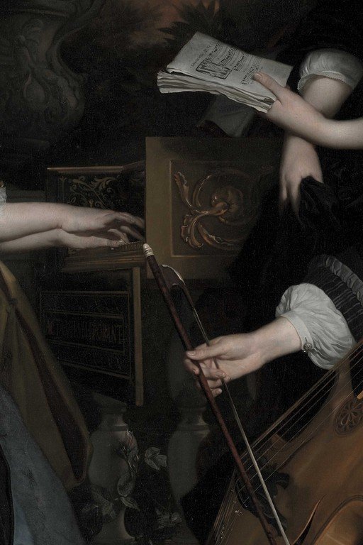Baroque Painting of Musicians Playing Instruments