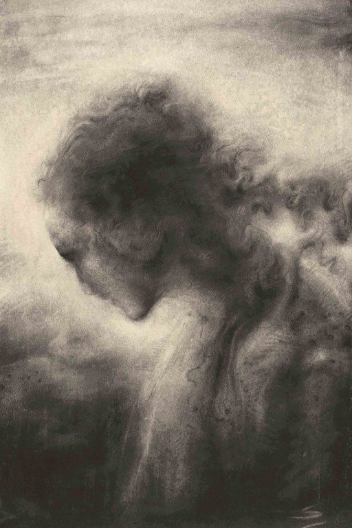 Ethereal Figure in Smoky, Dreamlike Portrait