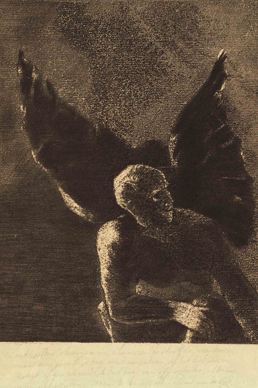 Winged Figure in Dramatic Light