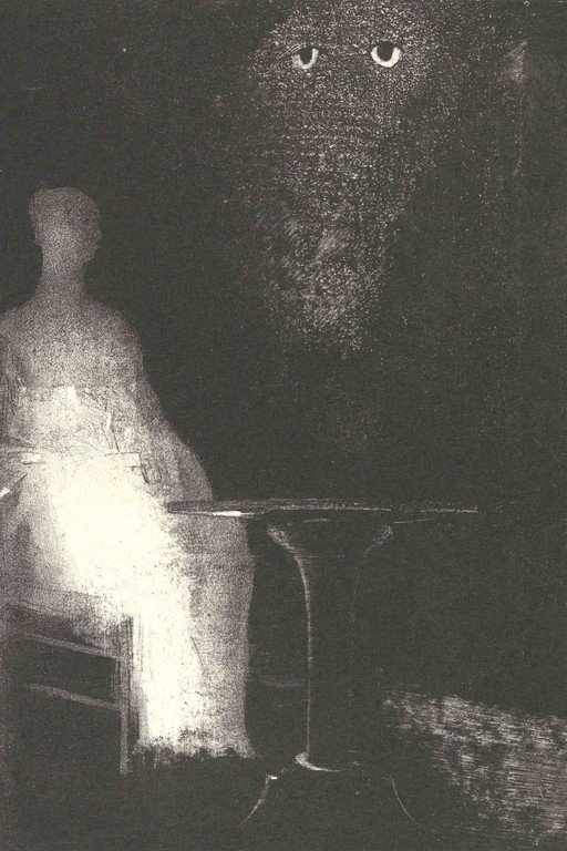 Eerie Encounter: Figure and Shadowy Presence