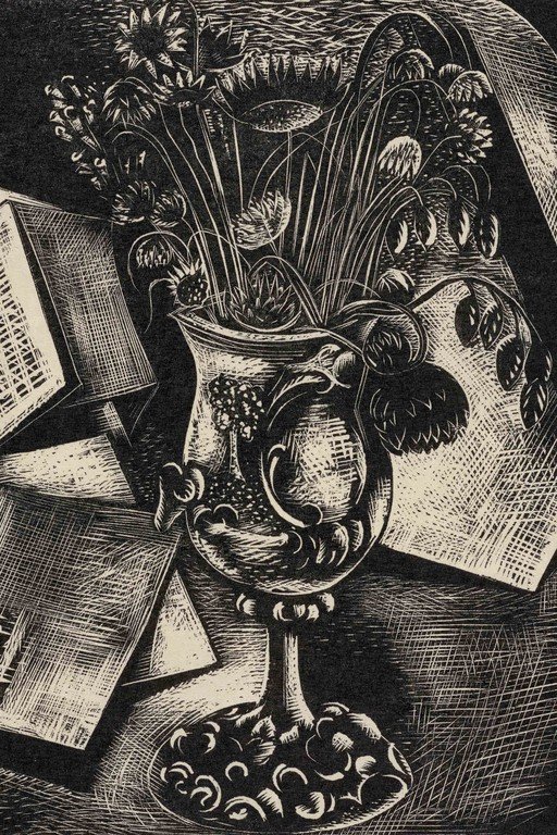 Still Life with Flowers and Books