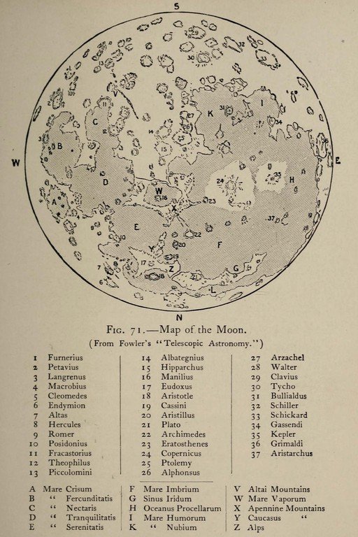 Map of the Moon from Fowler's Telescopic Astronomy
