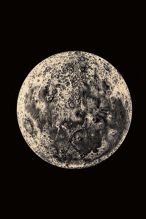 Vintage Illustration of the Moon's Surface