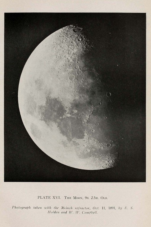 Photograph of the Moon, 9 days, 2.5 hours old