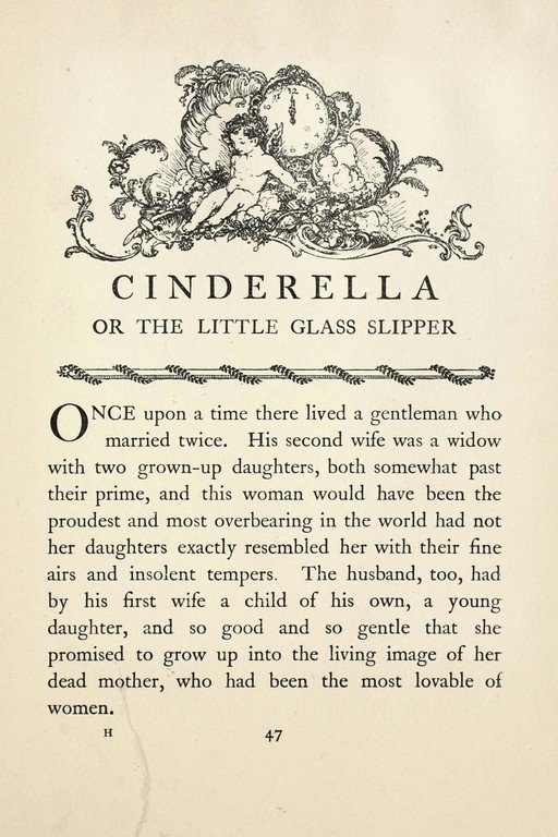 Cinderella or The Little Glass Slipper - Vintage Book Page