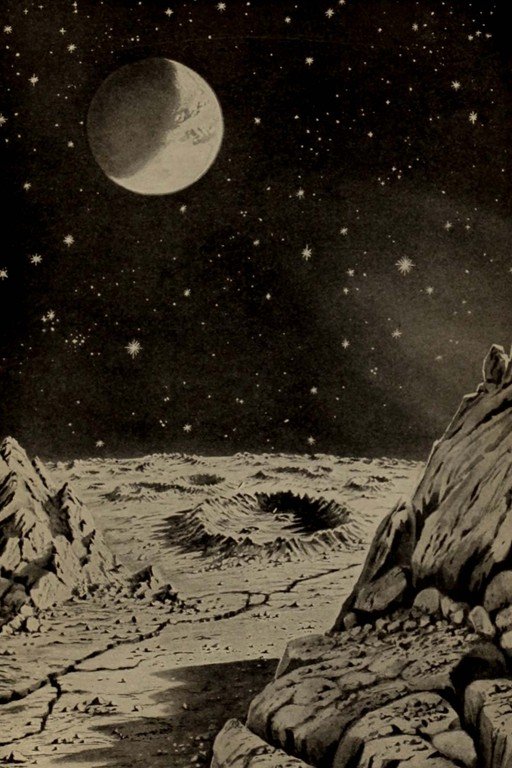 Lunar Landscape with Moon and Stars