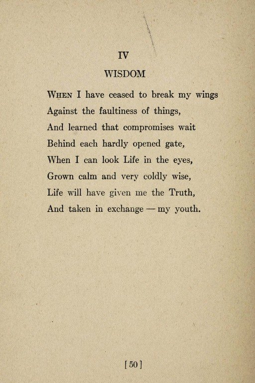 Poem "Wisdom" from a vintage book