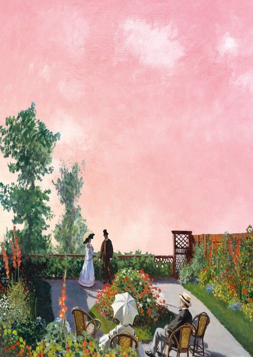 Impressionist Garden Scene with Figures