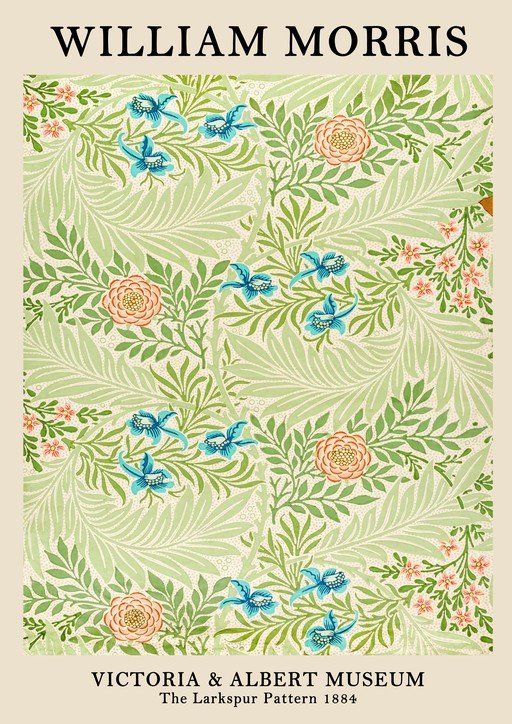 William Morris Larkspur Pattern 1884 Poster