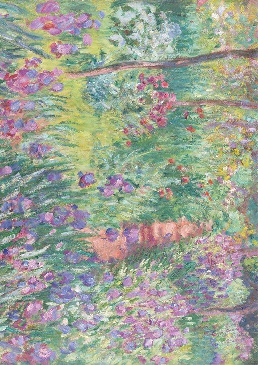 Impressionist Garden Path with Flowers