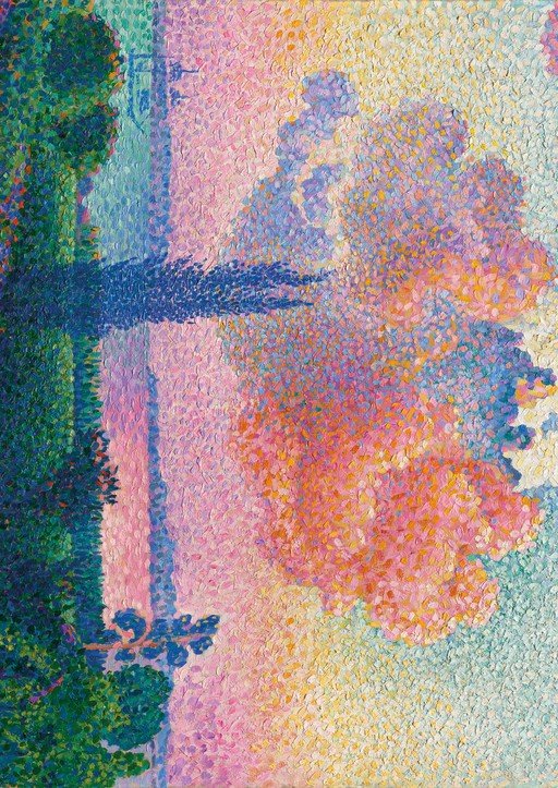Pointillist Landscape with Trees and Sunlight