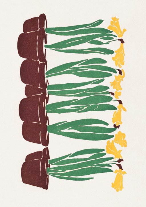 Stylized Daffodils in Pots