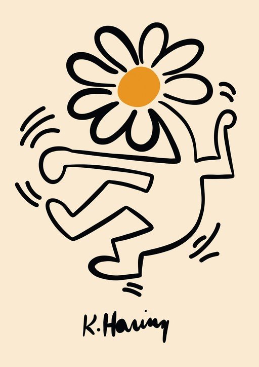 Keith Haring Dancing Figure with Daisy