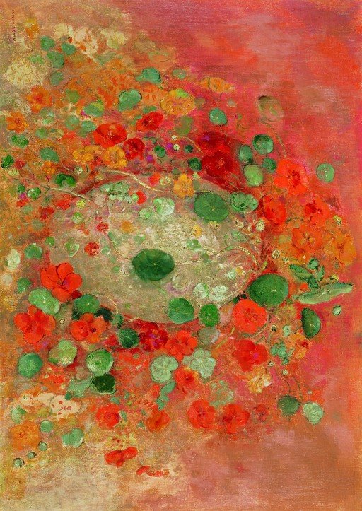 Impressionist Nasturtiums and Lily Pads