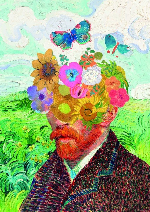 Van Gogh's Portrait with Flowers and Butterflies
