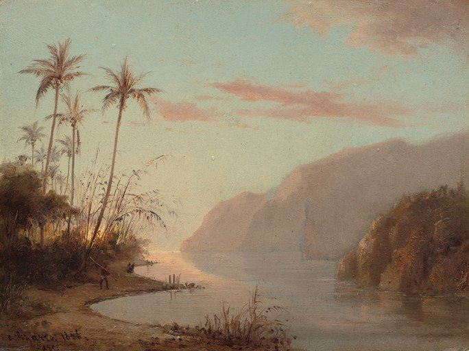 Tropical River Landscape at Sunset