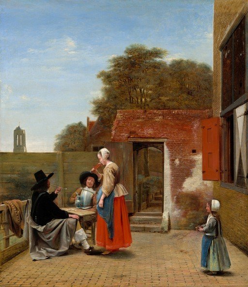 17th-Century Courtyard Scene with Figures