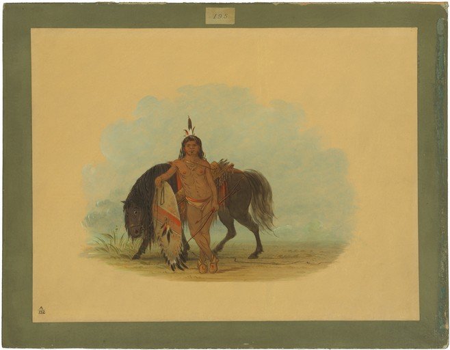 Native American Man and Horse in a Landscape