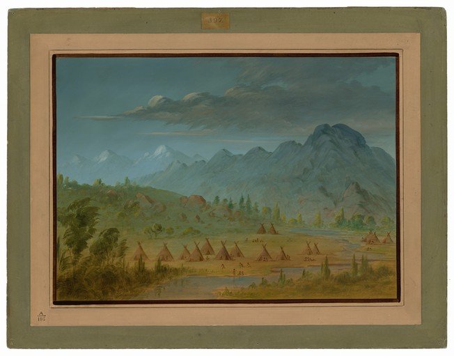 Native American Village in a Mountain Landscape