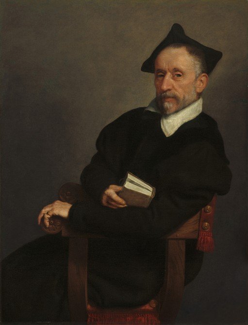 Portrait of a Man in Black Robes Holding a Book
