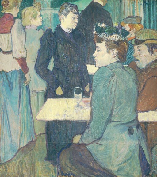 Parisian Cafe Scene with Figures