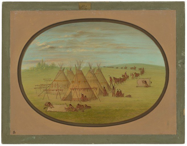 Native American Encampment with Traveling Party
