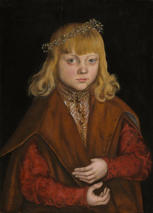 Portrait of a Young Boy with a Floral Crown