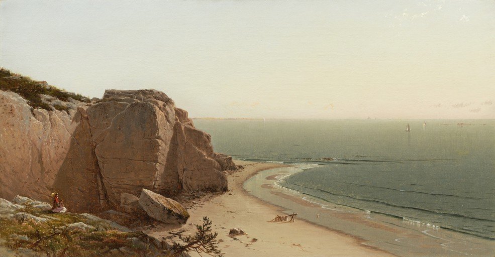 Coastal Landscape with Figures and Sailboats