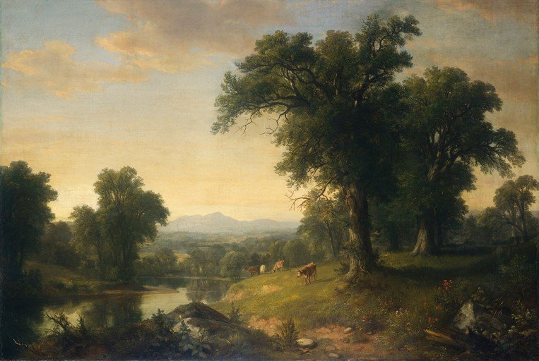 Pastoral Landscape with Cows by a River