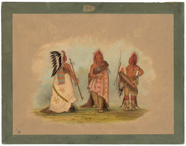 Three Native American Men in Traditional Attire