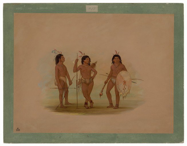 Three Native American Men with Weapons