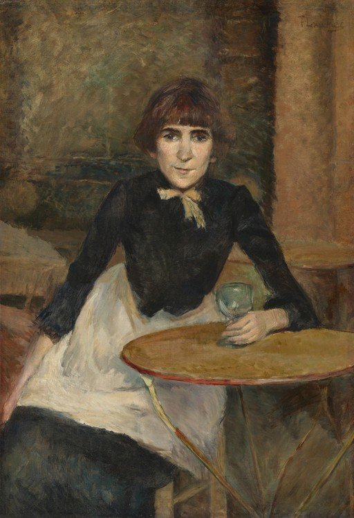 Woman in Black with Wine Glass at Cafe Table