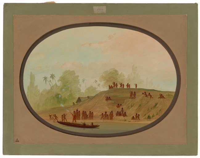 Indigenous People and European Explorers in a Tropical Setting