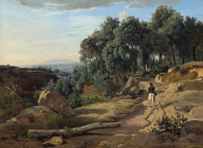 Man on Horseback on a Forest Path