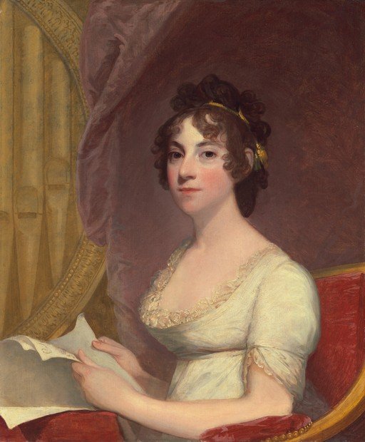 Portrait of a Woman in a White Dress Holding a Letter