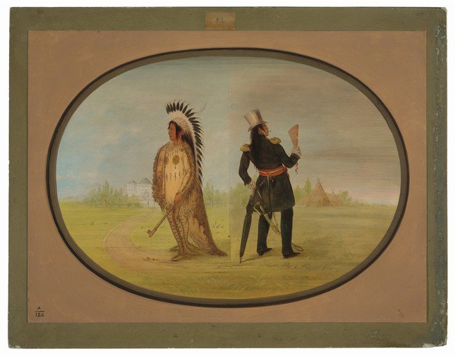 Native American Chief and U.S. Army Officer Portrait