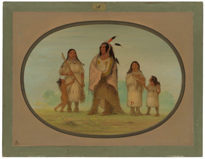Native American Family Portrait in an Oval Frame